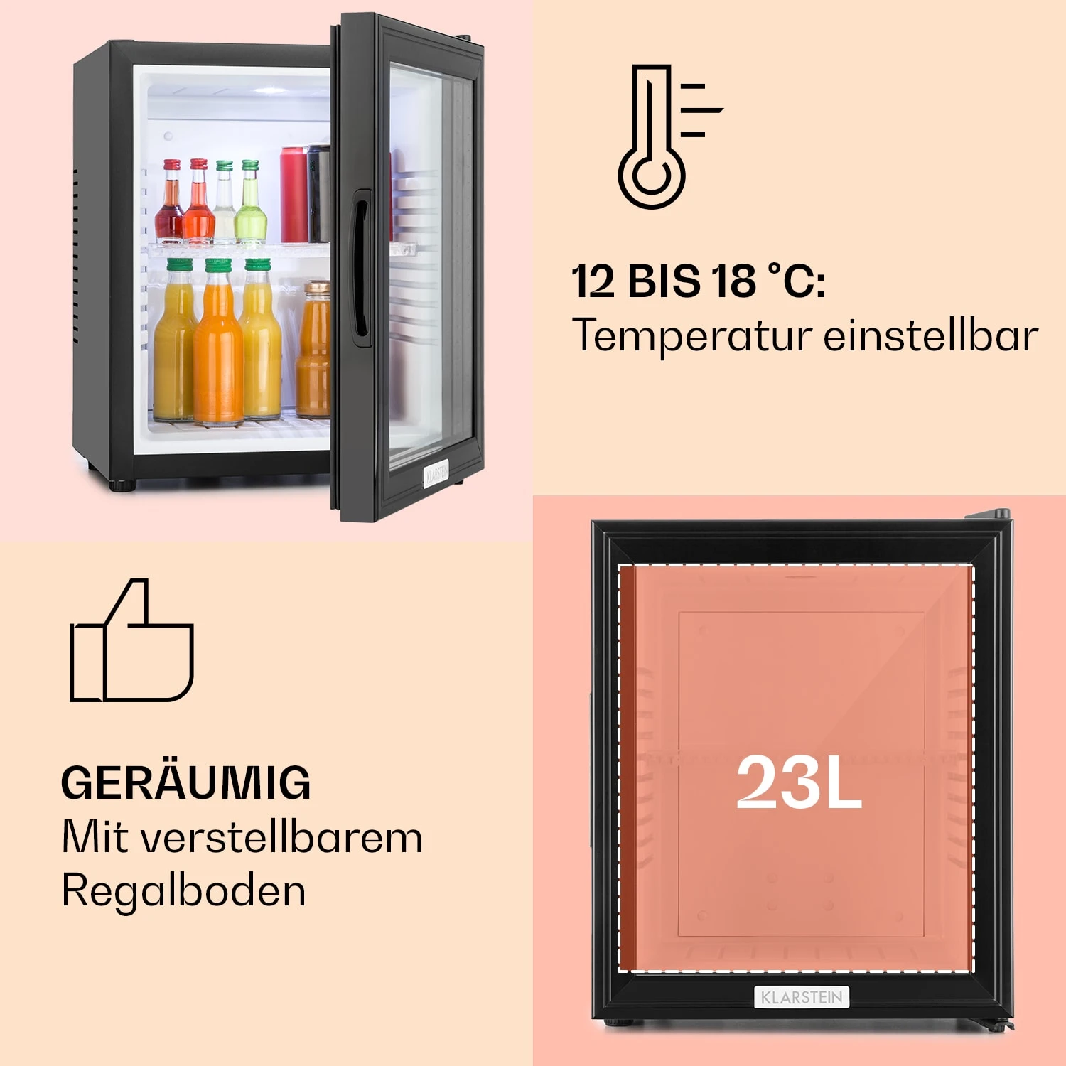 MKS-12 Minibar 24 Liter Klasse E Schwarz Glas 0dB 4 MKS-12 Minibar 24 Liter Klasse E Schwarz Glas 0dB – Bild 4