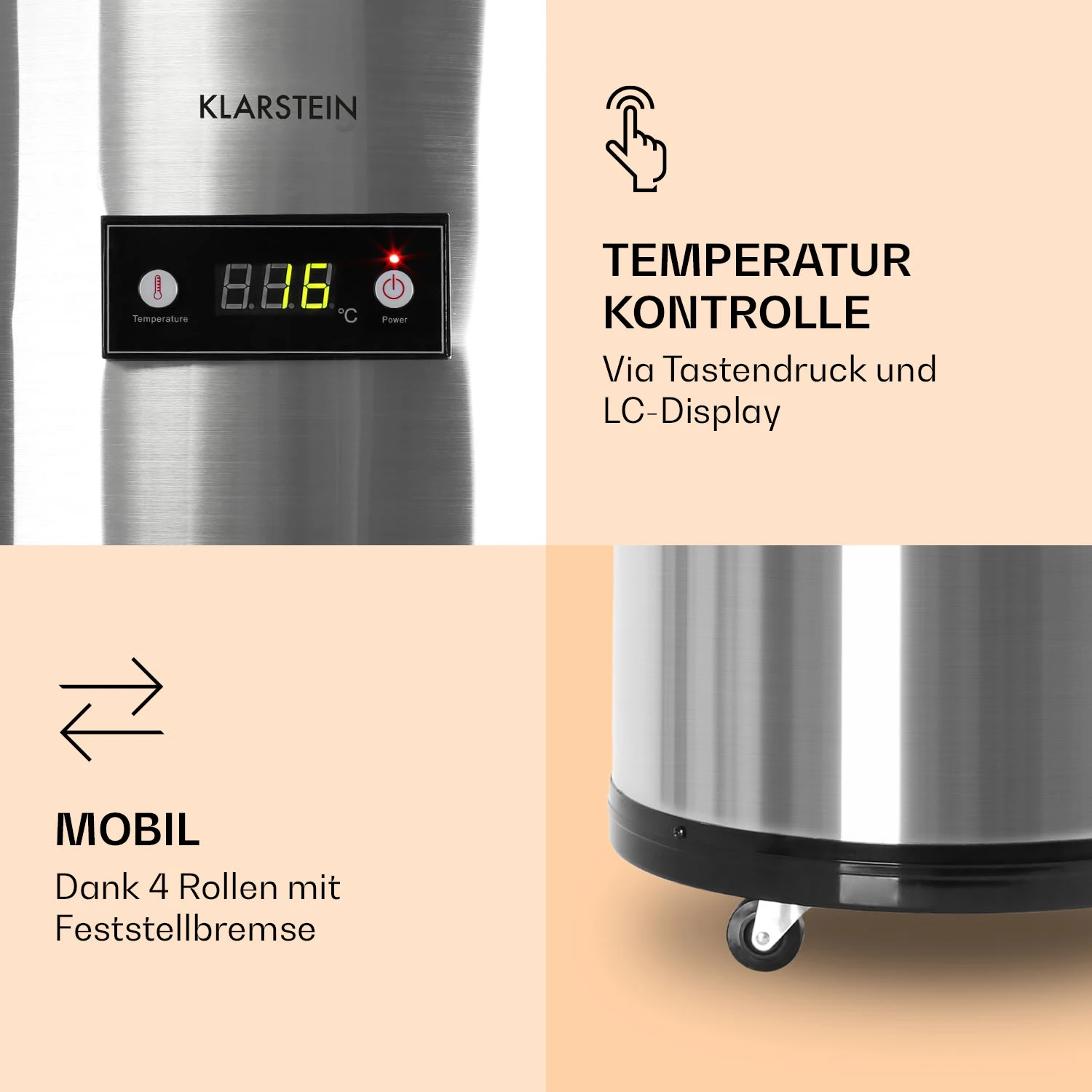 Mr. Barbot Bar-Kühlschrank 50 Liter 6-16 °C Bodenrollen Edelstahl 4 Mr. Barbot Bar-Kühlschrank 50 Liter 6-16 °C Bodenrollen Edelstahl – Bild 4