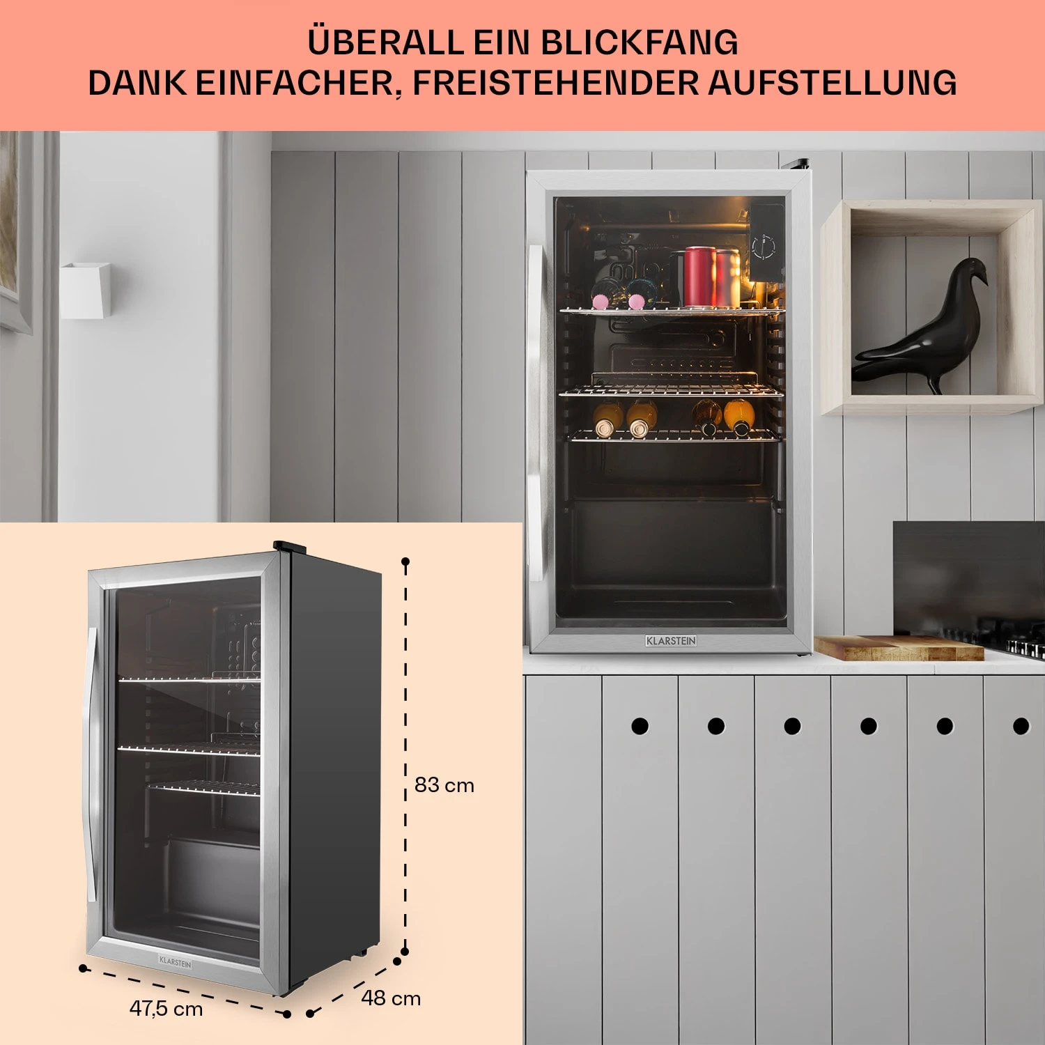 Beersafe XXL Kühlschrank 80 Liter 3 Böden Panoramaglastür Edelstahl 6 Beersafe XXL Kühlschrank 80 Liter 3 Böden Panoramaglastür Edelstahl – Bild 6