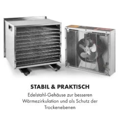 Fruit Jerky Steel 10 Dörrautomat 10 Etagen 1000 W Fläche: 1,5 M² Timer -Küche Zu Hause 10028437 de 0007 logo