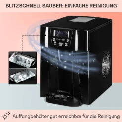 Ice Volcano 2G Eismaschine LED 12kg Je 24h 2l 6-12min Schwarz -Küche Zu Hause 10030844 DE 0005 usp