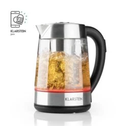 Ostfriese Wasserkocher 2-in-1 Teekocher 1,7L 2200W LED Edelstahl Glas -Küche Zu Hause 10031479 yy 0005 logo Klarstein Ostfriese Wasserkocher Edelstahl Glas