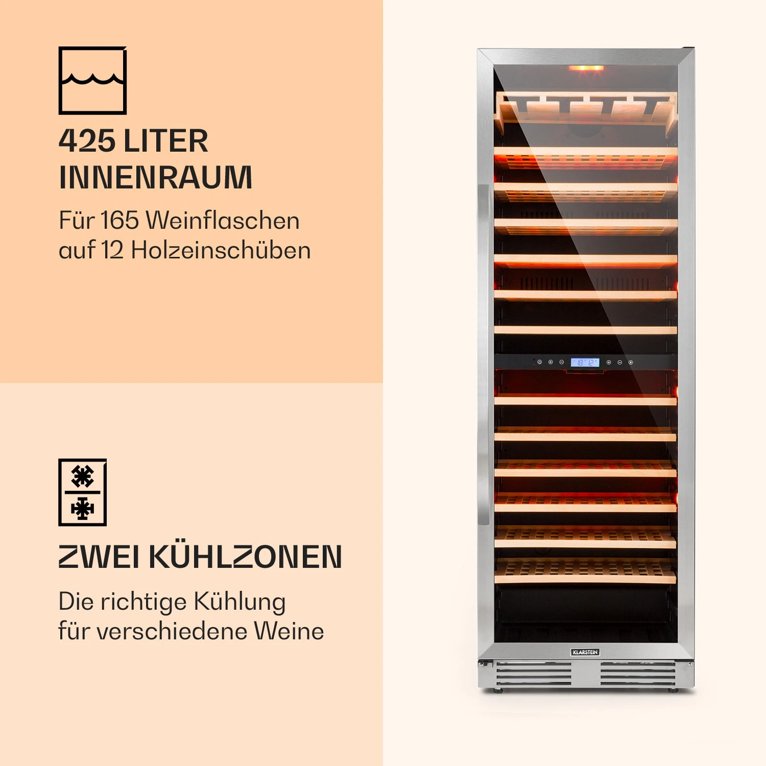 Vinovilla Grande 165 Built-in Duo Weinkühlschrank 425l 165Fl. Glastür 3 Vinovilla Grande 165 Built-in Duo Weinkühlschrank 425l 165Fl. Glastür – Bild 3