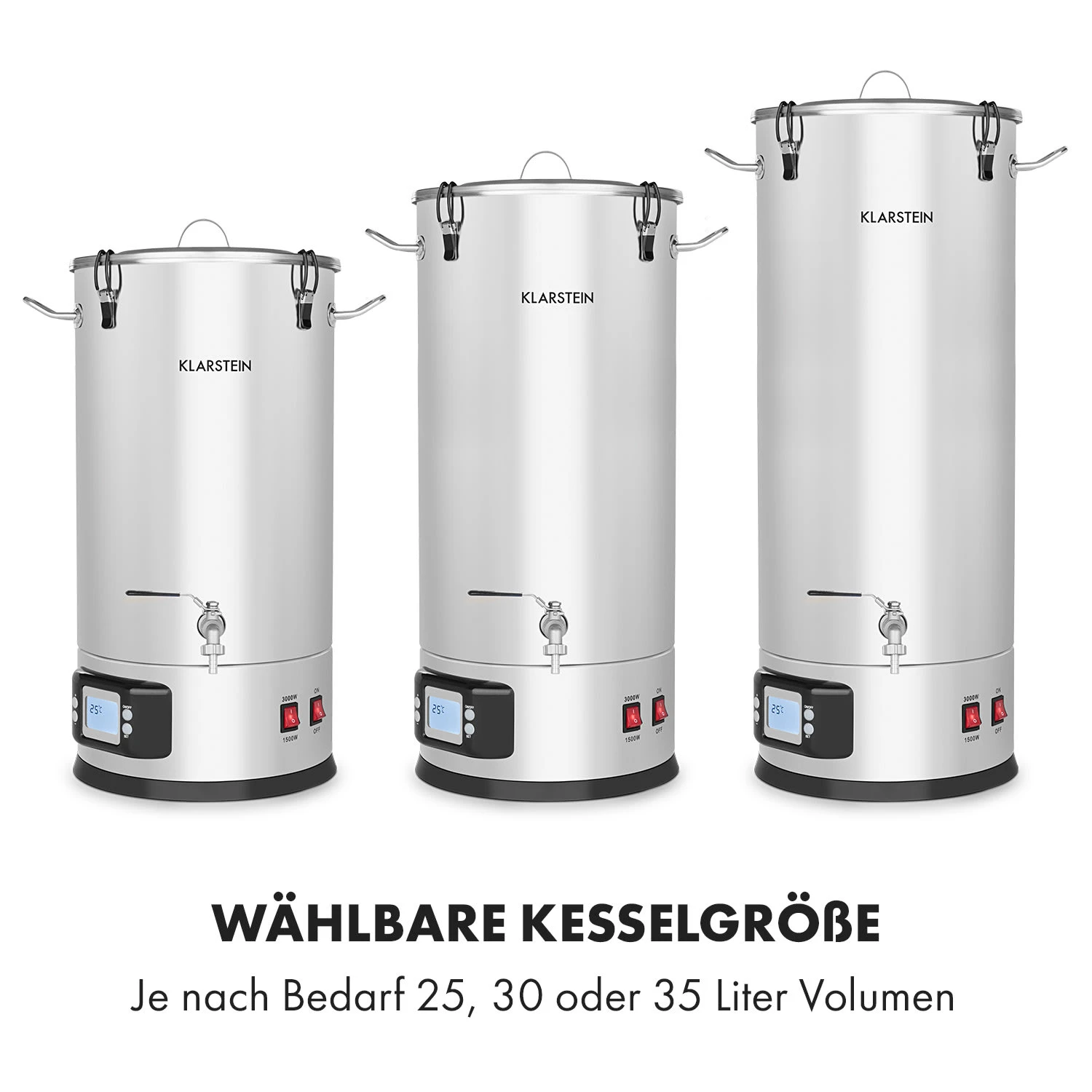 Maischfest Maischekessel 5 Teile 1500/3000W 25l LCD Touch 3 Maischfest Maischekessel 5 Teile 1500/3000W 25l LCD Touch – Bild 3