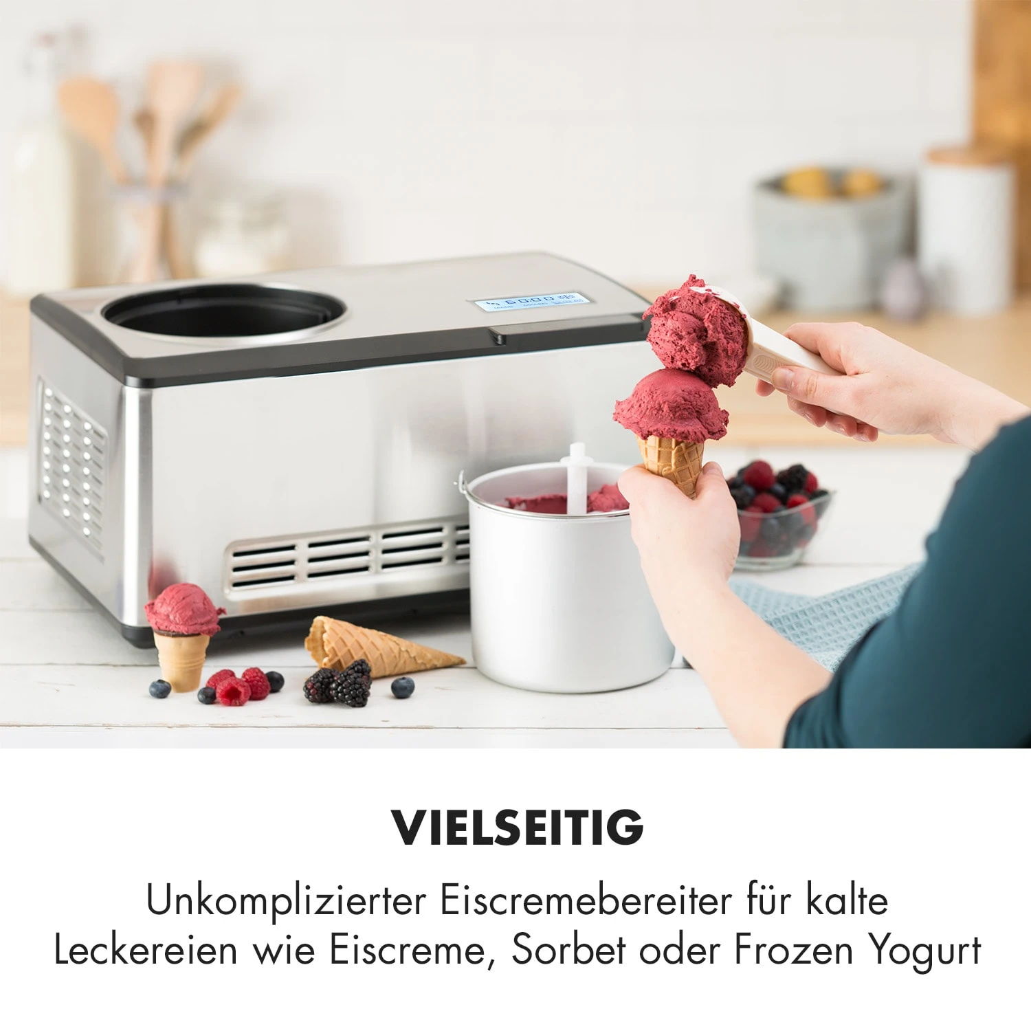 Dolce Bacio Eiscremebereiter Kompressor 2l LCD-Display Touch Edelstahl 2 Dolce Bacio Eiscremebereiter Kompressor 2l LCD-Display Touch Edelstahl – Bild 2