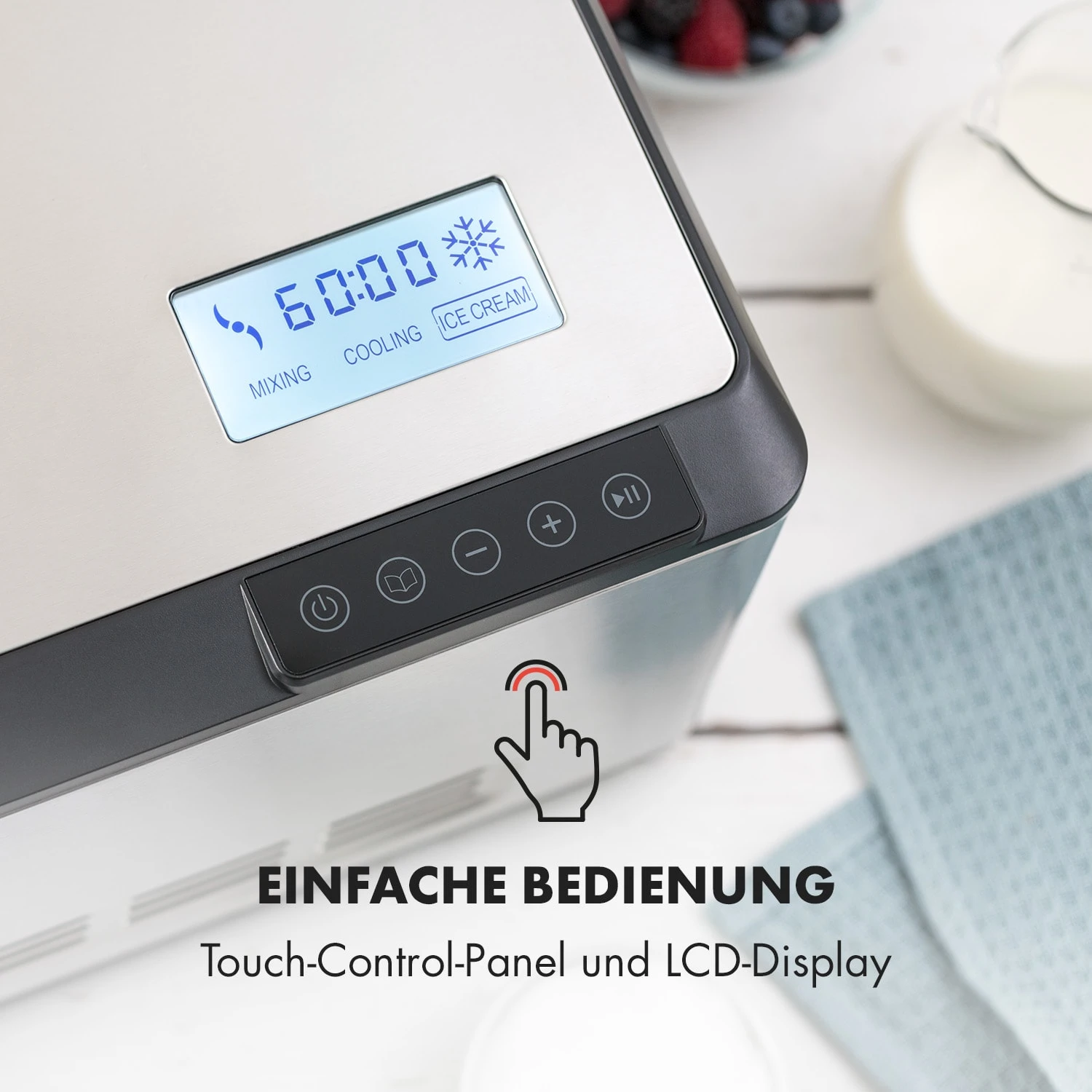 Dolce Bacio Eiscremebereiter Kompressor 2l LCD-Display Touch Edelstahl 6 Dolce Bacio Eiscremebereiter Kompressor 2l LCD-Display Touch Edelstahl – Bild 6