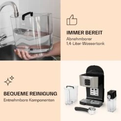 BellaVita Kaffeemaschine 3-in-1 1450 W 20 Bar Milchschäumer 9 BellaVita Kaffeemaschine 3-in-1 1450 W 20 Bar Milchschäumer -Küche Zu Hause 10032806 de 0004 logo