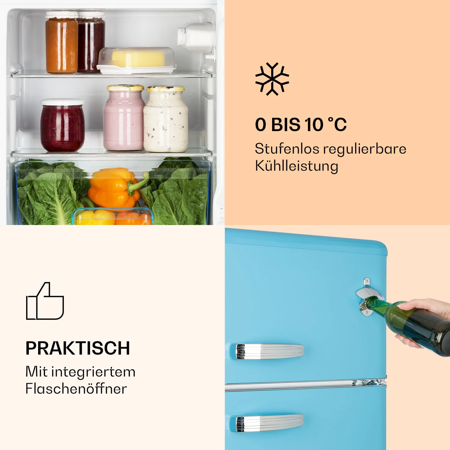 Irene Kühl- & Gefrierkombination 85 Liter Retro-Design 3 Irene Kühl- & Gefrierkombination 85 Liter Retro-Design – Bild 3