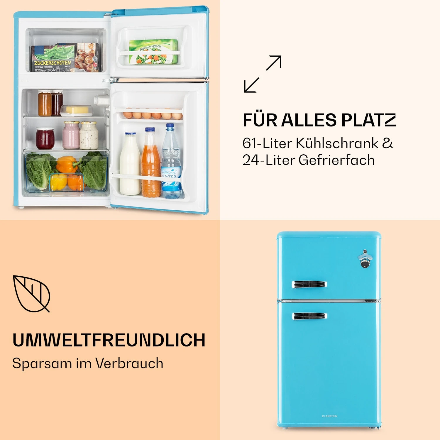 Irene Kühl- & Gefrierkombination 85 Liter Retro-Design 4 Irene Kühl- & Gefrierkombination 85 Liter Retro-Design – Bild 4