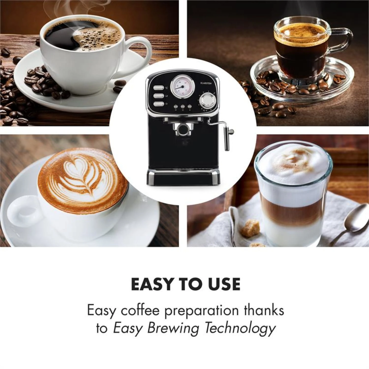 Espressionata Gusto Espressomaschine 1100W 15 Bar Druck Schwarz 4 Espressionata Gusto Espressomaschine 1100W 15 Bar Druck Schwarz – Bild 4