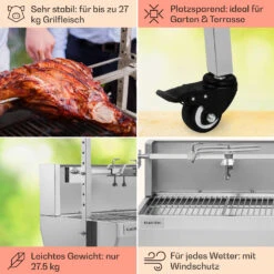 Sauenland Pro Spanferkelgrill Drehspieß 13W 4 Rollen Edelstahl -Küche Zu Hause 10033566 de 0005 usp