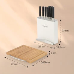 Kitano Plus Messer-Set 9 Tlg. Holzblock Bambus-Schneidebrett Weiß -Küche Zu Hause 10033673 yy 0008 logo