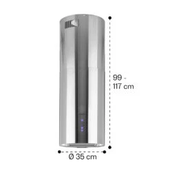 Beretta Inselabzugshaube Ø35cm Ab-/Umluft 650m³/h LED Edelstahl -Küche Zu Hause 10033717 yy 0011 dimensions