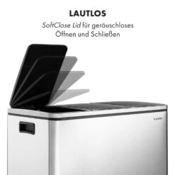 Grandmaster Trash Treteimer 54l / 3x18L Geräuschlos PP Edelstahl -Küche Zu Hause 10033726 de 0003 logo