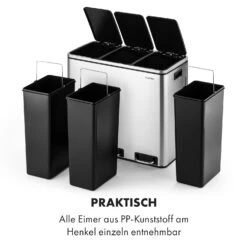 Grandmaster Trash Treteimer 54l / 3x18L Geräuschlos PP Edelstahl -Küche Zu Hause 10033726 de 0005 logo