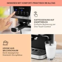 Arabica Espressomaschine 1050W 15 Bar 1,5l Touch-Bedienfeld Edelstahl -Küche Zu Hause 10033729 de 0003 usp