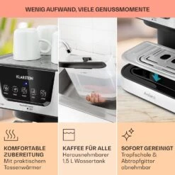 Arabica Espressomaschine 1050W 15 Bar 1,5l Touch-Bedienfeld Edelstahl -Küche Zu Hause 10033729 de 0006 usp