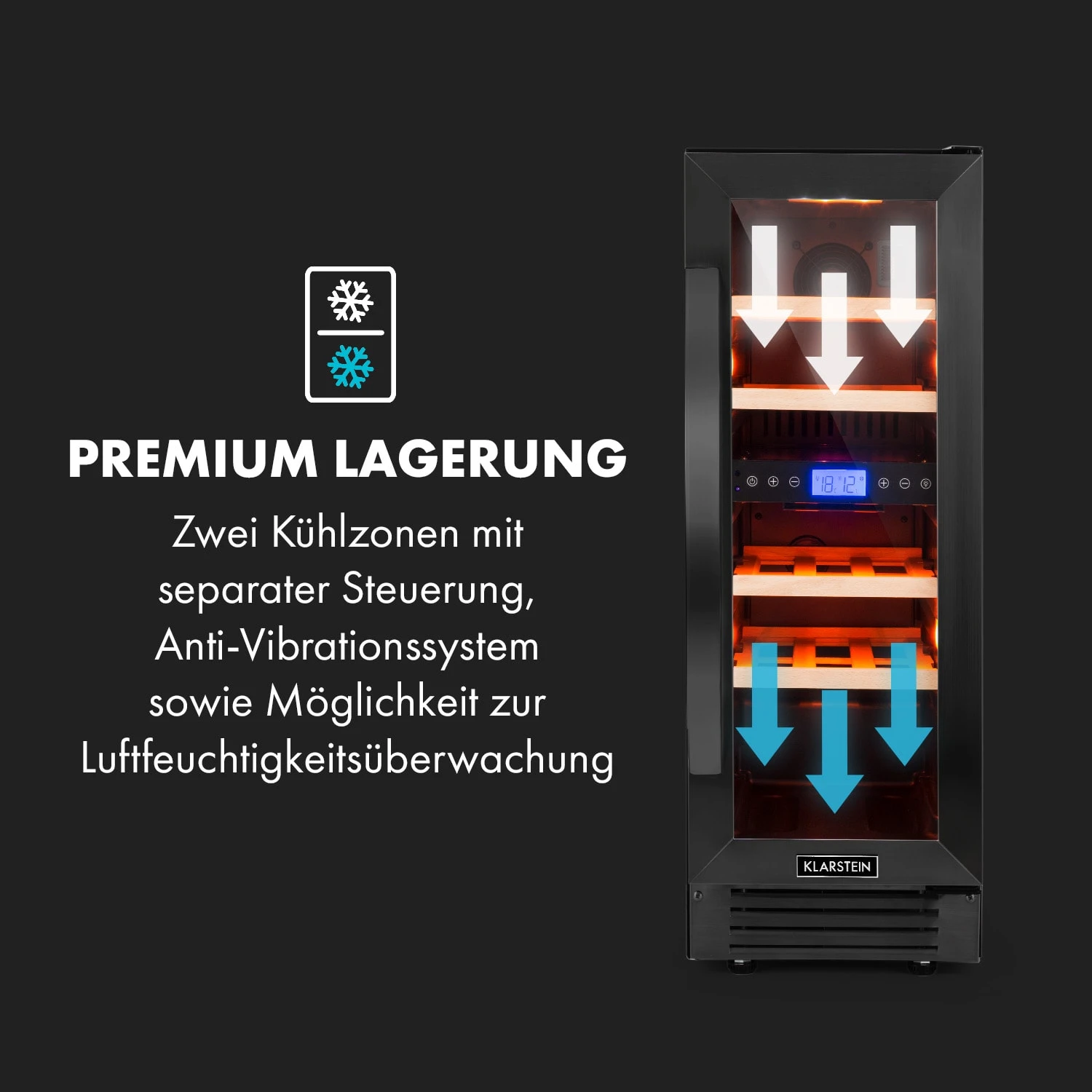 Vinovilla 17 Built-In Duo Weinkühlschrank 53l 17 Fl. 2 Zonen Glastür 6 Vinovilla 17 Built-In Duo Weinkühlschrank 53l 17 Fl. 2 Zonen Glastür – Bild 6