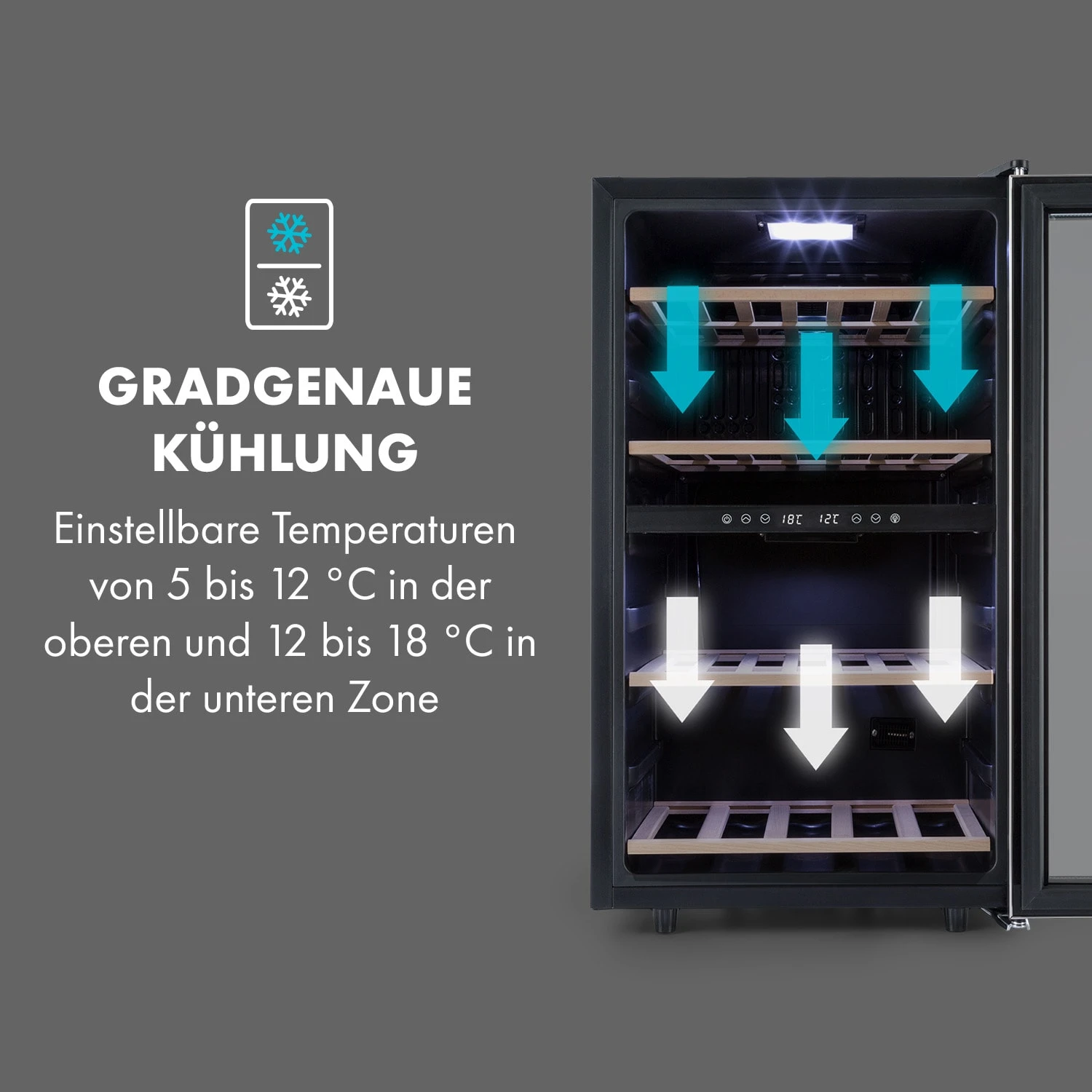 Vinamour 45 DuoWeinkühlschrank 2 Zonen 118 Ltr / 45 Fl 5-18 °C 5 Vinamour 45 DuoWeinkühlschrank 2 Zonen 118 Ltr / 45 Fl 5-18 °C – Bild 5