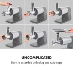 Mett Max Elektrischer Fleischwolf 600W Kupfermotor Aluminium -Küche Zu Hause 10034244 yy 0003 logo Klarstein Mett Max elektrischer Fleischwolf grau