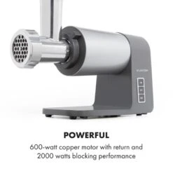 Mett Max Elektrischer Fleischwolf 600W Kupfermotor Aluminium -Küche Zu Hause 10034244 yy 0007 logo Klarstein Mett Max elektrischer Fleischwolf grau