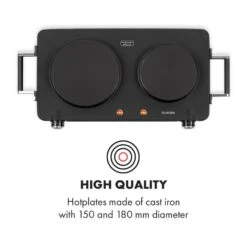 Cookorama Doppelkochplatte 1900-2250 W 150/180 Mm Ø 5 Stufen Schwarz 9 Cookorama Doppelkochplatte 1900-2250 W 150/180 Mm Ø 5 Stufen Schwarz -Küche Zu Hause 10034573 yy 0003 logo Klarstein Cookorama Doppelkochplatte schwarz