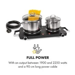 Cookorama Doppelkochplatte 1900-2250 W 150/180 Mm Ø 5 Stufen Schwarz 10 Cookorama Doppelkochplatte 1900-2250 W 150/180 Mm Ø 5 Stufen Schwarz -Küche Zu Hause 10034573 yy 0004 logo Klarstein Cookorama Doppelkochplatte schwarz