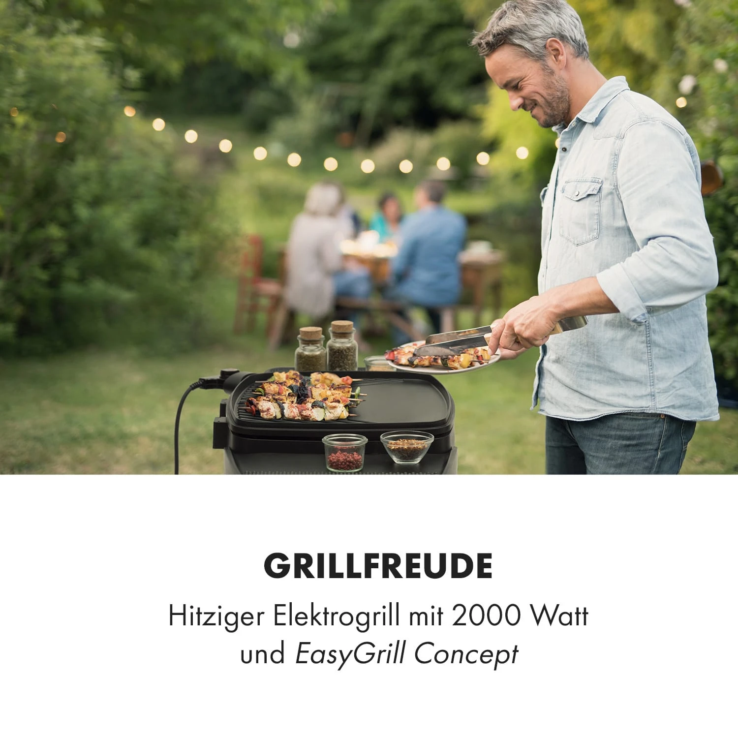 Gatsby Elektrogrill 2000W Antihaft-Grillfläche Seitentische Schwarz 2 Gatsby Elektrogrill 2000W Antihaft-Grillfläche Seitentische Schwarz – Bild 2