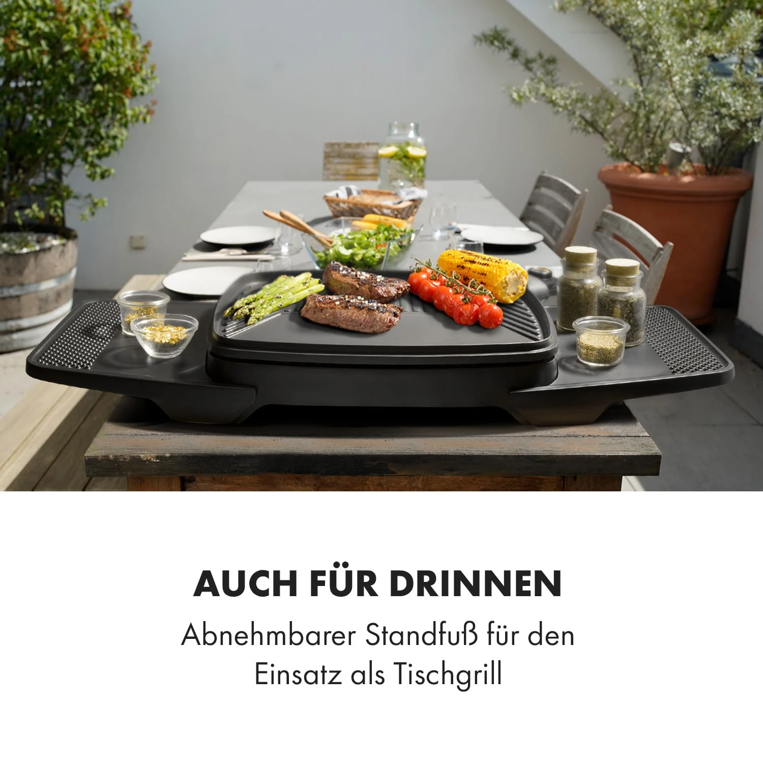 Gatsby Elektrogrill 2000W Antihaft-Grillfläche Seitentische Schwarz 6 Gatsby Elektrogrill 2000W Antihaft-Grillfläche Seitentische Schwarz – Bild 6