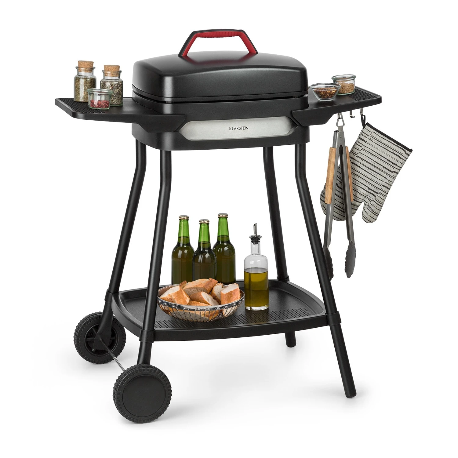 Gatsby Elektrogrill 2000W Antihaft-Grillfläche Seitentische Schwarz 1 Gatsby Elektrogrill 2000W Antihaft-Grillfläche Seitentische Schwarz