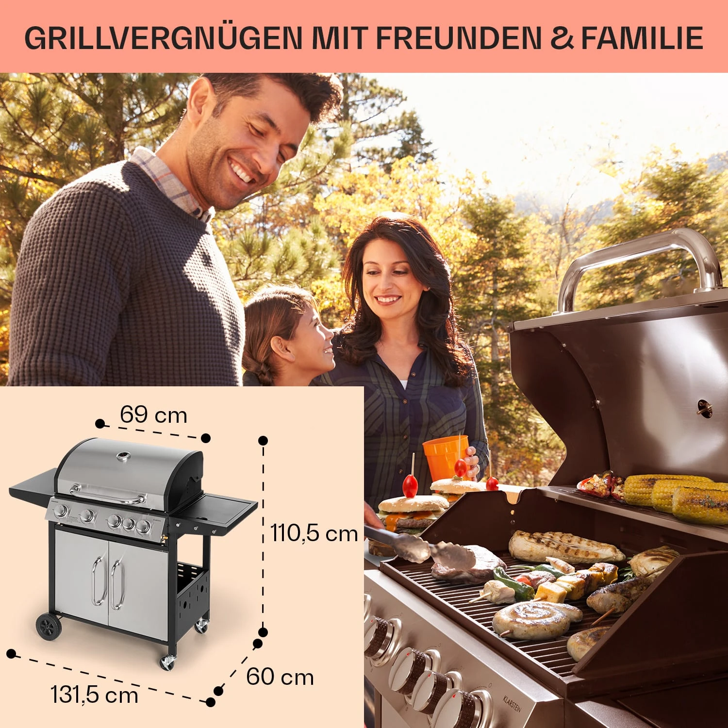 Tomahawk Gasgrill 4x3,6 KW + 2,7 KW Brenner 66x43,5 Cm Grill Edelstahl 6 Tomahawk Gasgrill 4x3,6 KW + 2,7 KW Brenner 66x43,5 Cm Grill Edelstahl – Bild 6