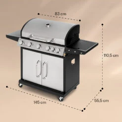 Tomahawk Gasgrill 5x3,6 KW + 2,7 KW Brenner 80x43,5 Cm Grill Edelstahl -Küche Zu Hause 10034712 yy 0007 dimensions