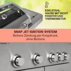 Valkyrie Gasgrill 4x3,5 KW + 3,15 KW Brenner 74x44 Cm Grill Edelstahl -Küche Zu Hause 10034715 de 0004 usp