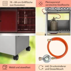 Valkyrie Gasgrill 4x3,5 KW + 3,15 KW Brenner 74x44 Cm Grill Edelstahl -Küche Zu Hause 10034715 de 0005 usp