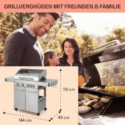 Valkyrie Gasgrill 4x3,5 KW + 3,15 KW Brenner 74x44 Cm Grill Edelstahl -Küche Zu Hause 10034715 de 0006 usp
