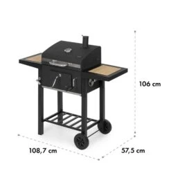 Meat Machine Holzkohlegrill BBQ 45x32,5cm Thermometer Bodenrollen -Küche Zu Hause 10034819 yy 0009 logo Klarstein Meat Machine Holzkohlegrill schwarz