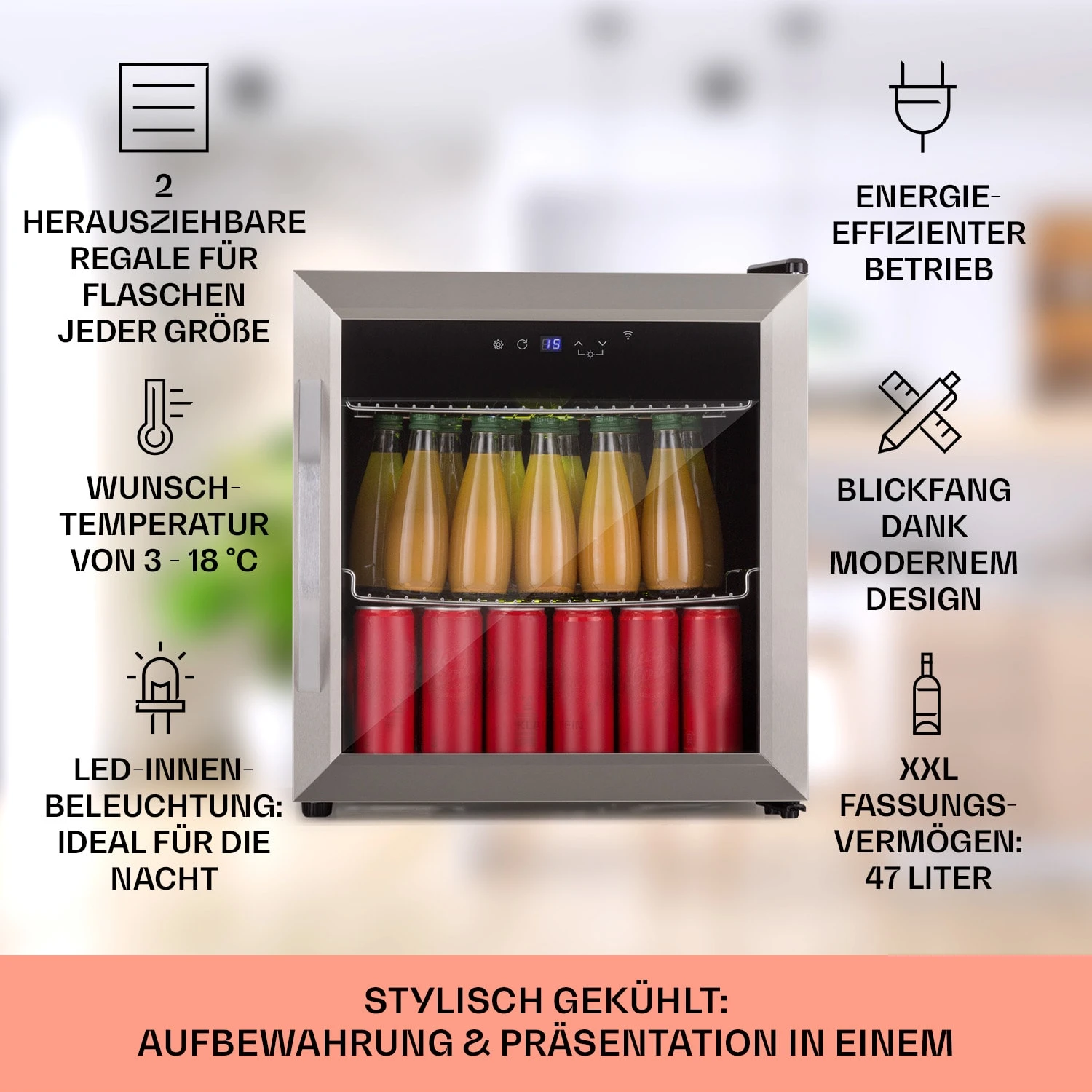 Coachella 50 Weinkühlschrank 47 Liter WiFi-Funktion Hintergrundbeleuchtung Edelstahl 2 Coachella 50 Weinkühlschrank 47 Liter WiFi-Funktion Hintergrundbeleuchtung Edelstahl – Bild 2