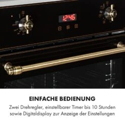 Elizabeth Einbaubackofen Retro 2200 Watt 70l Messingoptik Display -Küche Zu Hause 10034880 de 0005 logo