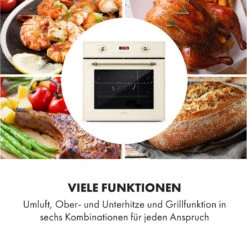 Elizabeth Einbaubackofen Retro 2200W 70L 50 - 250 °C Timer Display -Küche Zu Hause 10034881 de 0004 logo