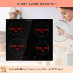 Virtuosa EcoAdapt Induktionskochfeld 4 Zonen 7200W Glas Schwarz -Küche Zu Hause 10034948 de 0003 usp
