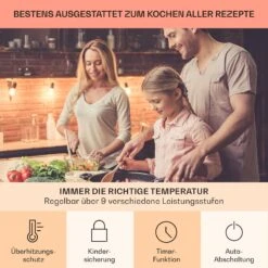 Virtuosa EcoAdapt Induktionskochfeld 4 Zonen 7200W Glas Schwarz -Küche Zu Hause 10034948 de 0005 usp