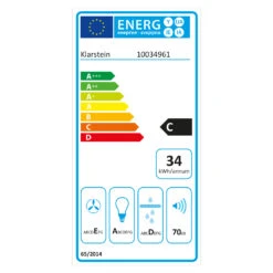Contempo Neo Unterbau-Dunstabzugshaube 60cm 175m³/h LED Edelstahl Acryl Weiß -Küche Zu Hause 10034961 energy label