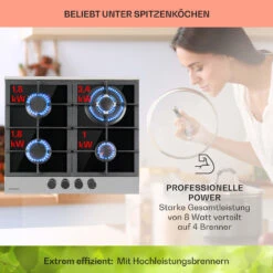 Alchemist 4 Zonen Gaskochfeld Aluminium-Brenner Glaskeramik Schwarz -Küche Zu Hause 10034969 de 0003 usp