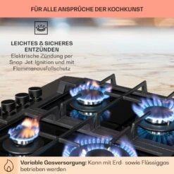 Alchemist 4 Zonen Gaskochfeld Aluminium-Brenner Glaskeramik Schwarz -Küche Zu Hause 10034969 de 0005 usp