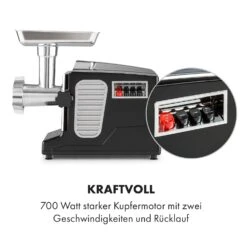 Kraftprotz Elektrischer Fleischwolf 700 W Kupfermotor Hack Wurst Kebbe Edelstahl -Küche Zu Hause 10035233 de 0005 logo