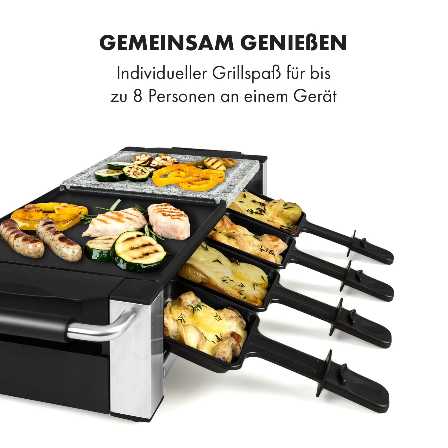 Bistecca Raclette 1200W Metall / Stein 8 Personen Kontroll-LED 5 Bistecca Raclette 1200W Metall / Stein 8 Personen Kontroll-LED – Bild 5