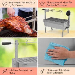 Sauenland Mini Rotisserie-Grill Drehspieß 4W 12kg Max. Edelstahl -Küche Zu Hause 10035371 de 0005 usp