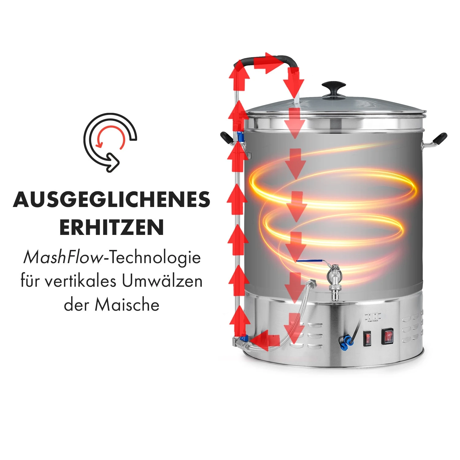 Brauheld Pro Maischekessel 3300W 70L 30-100°C Umwälzpumpe Edelstahl 5 Brauheld Pro Maischekessel 3300W 70L 30-100°C Umwälzpumpe Edelstahl – Bild 5