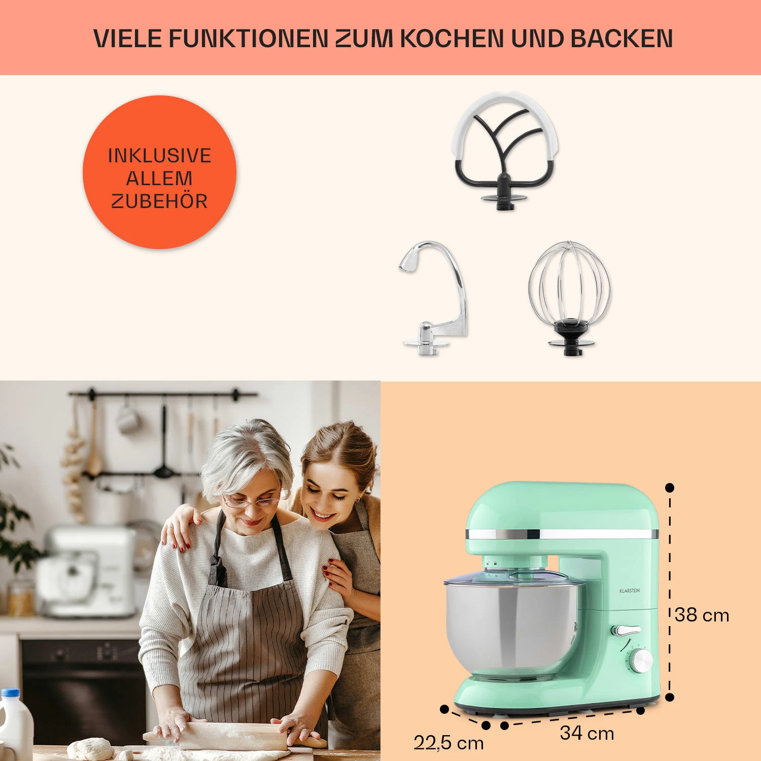 Bella Elegance Küchenmaschine 2000W 2,7PS 5,2 Ltr Edelstahl BPA-frei 5 Bella Elegance Küchenmaschine 2000W 2,7PS 5,2 Ltr Edelstahl BPA-frei – Bild 5