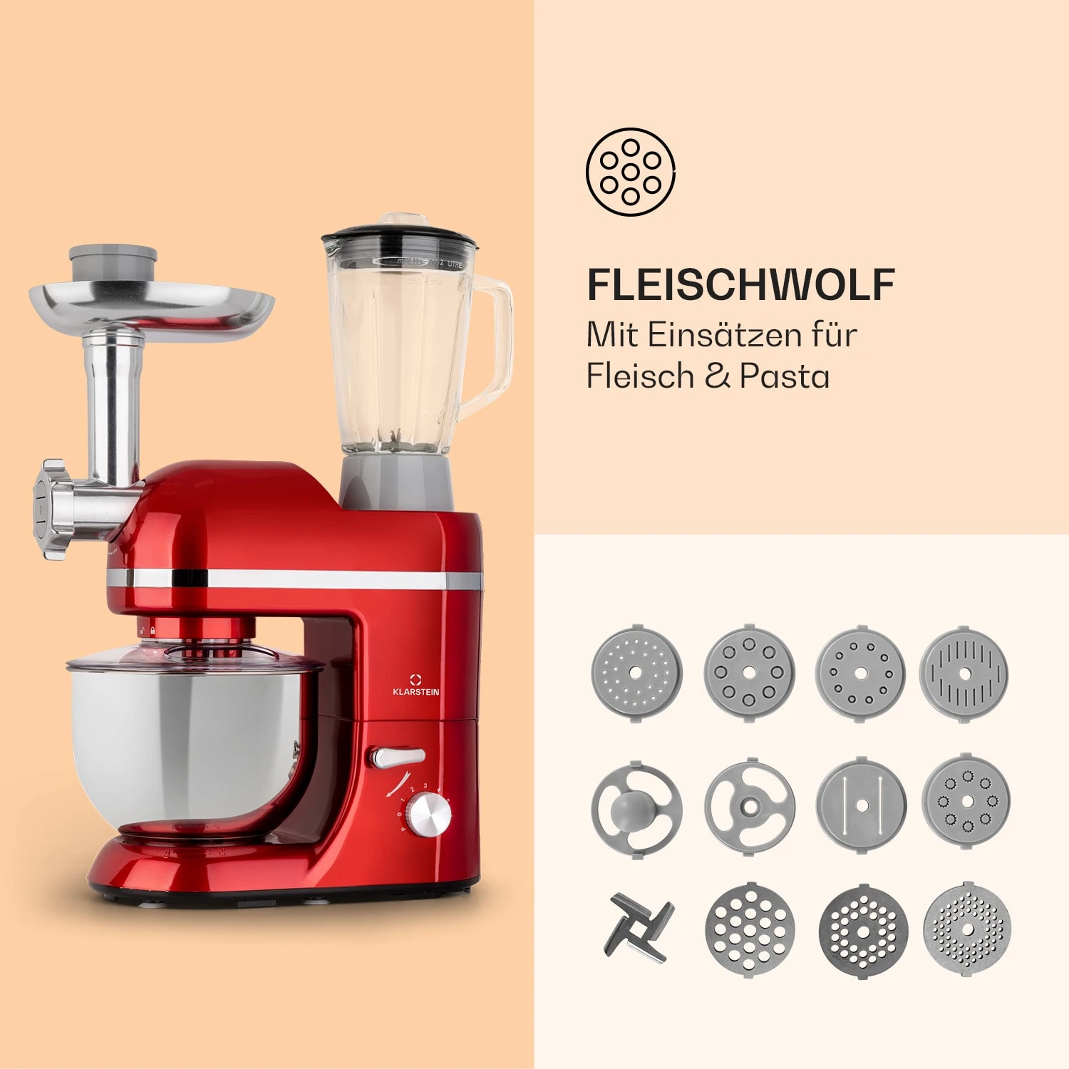 Lucia Elegance Küchenmaschine Mixer Fleischwolf 2000W BPA-frei 5 Lucia Elegance Küchenmaschine Mixer Fleischwolf 2000W BPA-frei – Bild 5